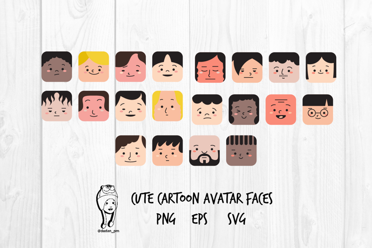 Cute Cartoon Avatar Faces svg eps png