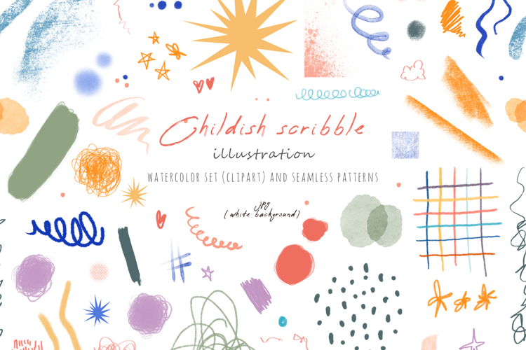 Childish scribble - abstract textures of crayons, bold lines