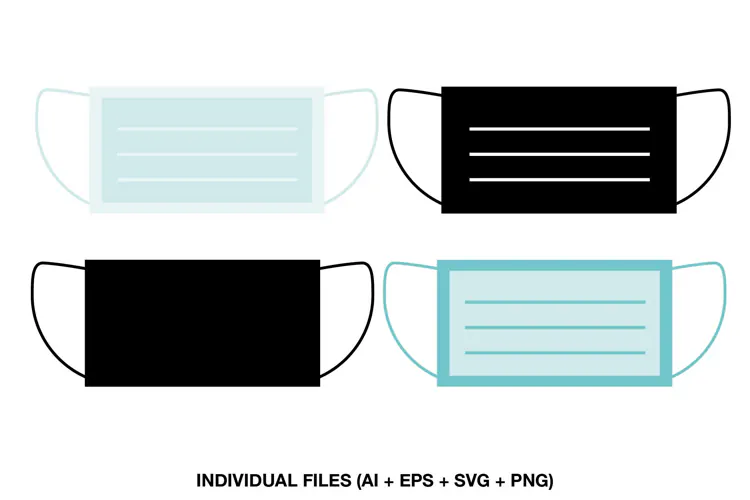 Face Mask SVG, Medical Surgical Mask Clipart, Mask Cut Files