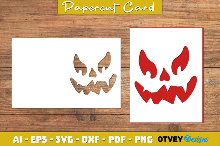 Face Pumkin Halloween Card Cover Paper Cut