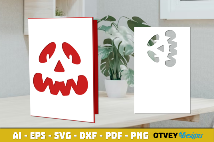 Face Pumkin Halloween Card Cover Paper Cut