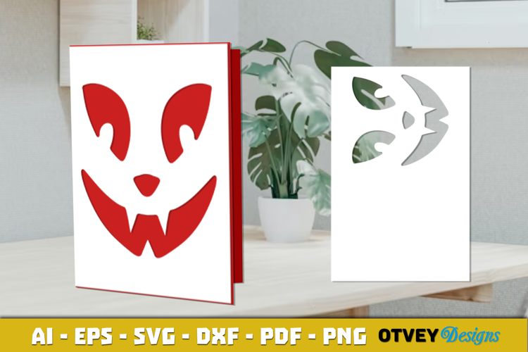 Face Pumkin Halloween Card Cover Paper Cut
