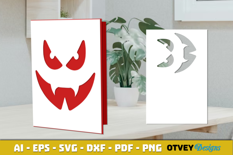 Face Pumkin Halloween Card Cover Paper Cut