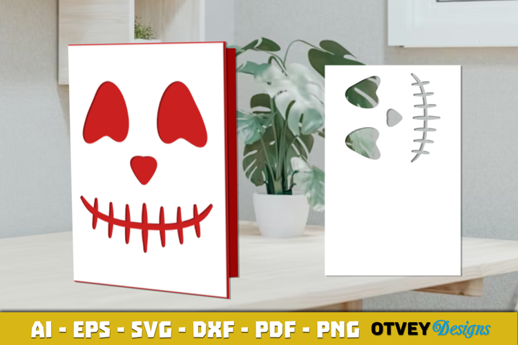 Face Pumkin Halloween Card Cover Paper Cut