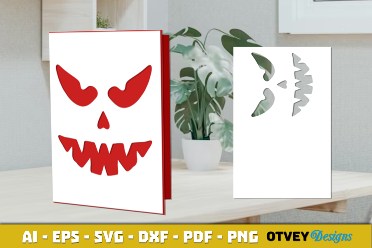 Face Pumkin Halloween Card Cover Paper Cut