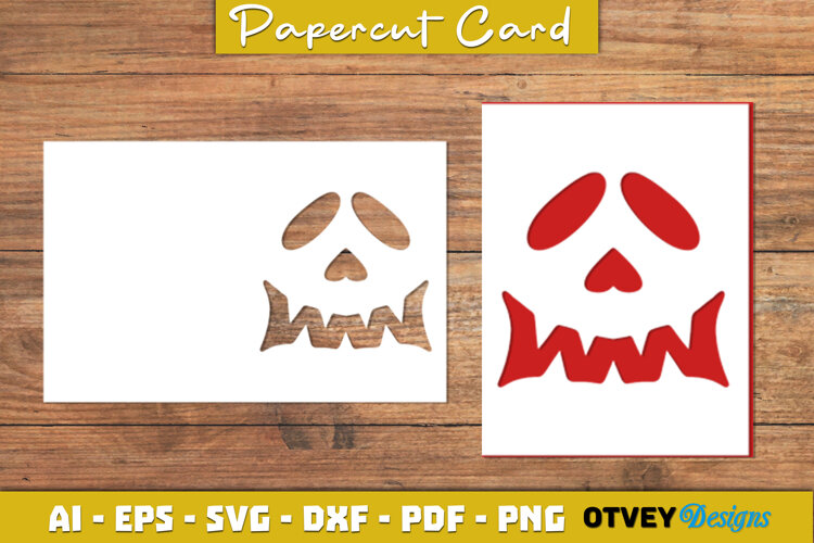 Face Pumkin Halloween Card Cover Paper Cut example image 1