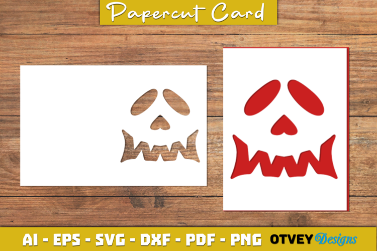 Face Pumkin Halloween Card Cover Paper Cut