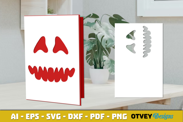 Face Pumkin Halloween Card Cover Paper Cut