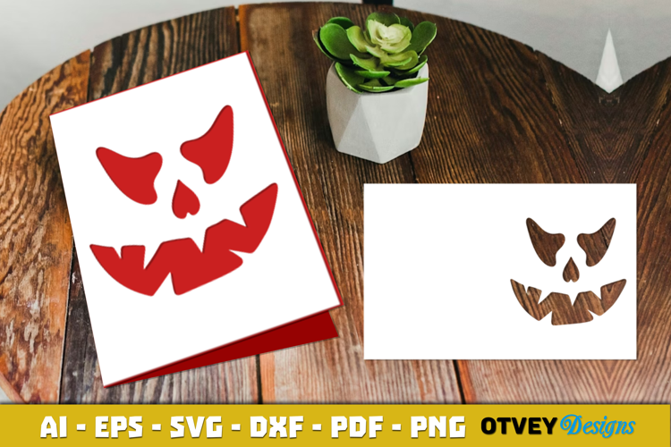 Face Pumkin Halloween Card Cover Paper Cut