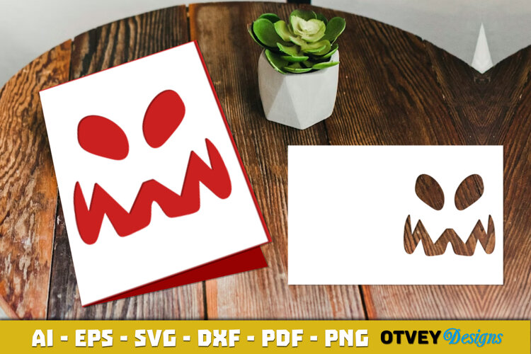 Face Pumkin Halloween Card Cover Paper Cut example image 1