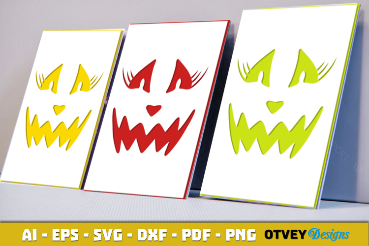 Face Pumkin Halloween Card Cover Paper Cut
