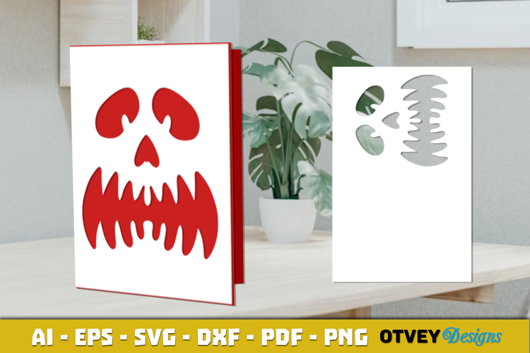Face Pumkin Halloween Card Cover Paper Cut