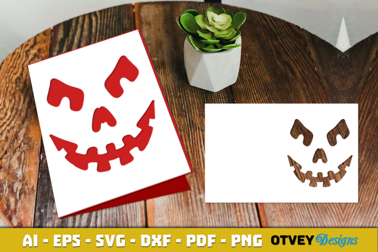 Face Pumkin Halloween Card Cover Paper Cut