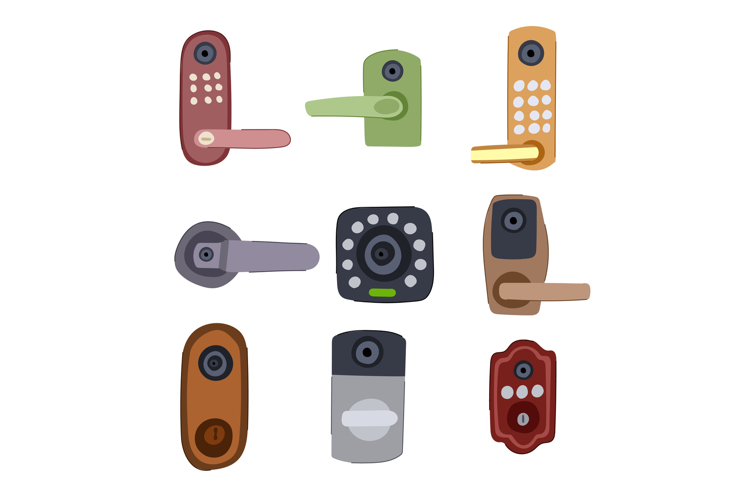 facial recognition lock set cartoon