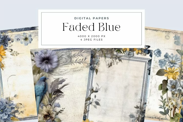 4 Faded Blue Junk Journal