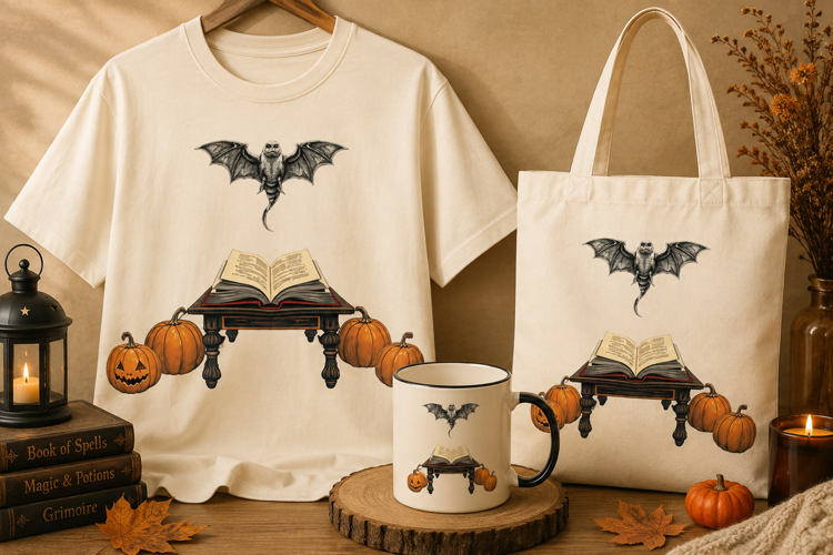 Halloween Bat PNG | Spooky Open Book & Pumpkin Clipart