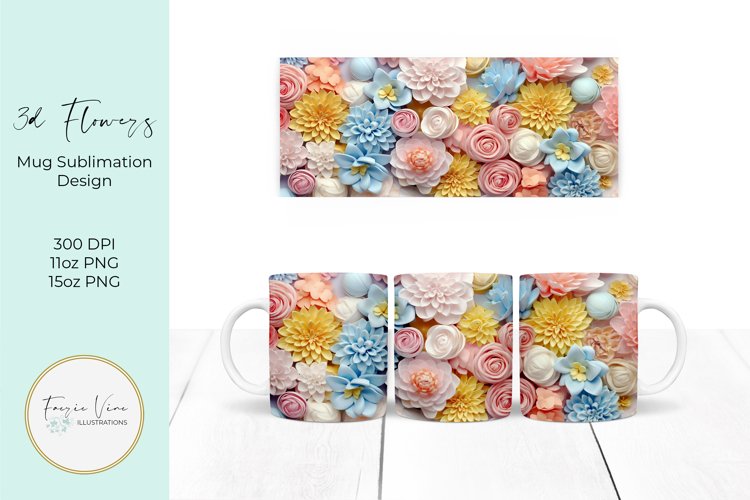 3D Flowers Mug Sublimation Wrap