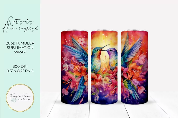 Hummingbird Seamless Tumbler Wrap Sublimation Design
