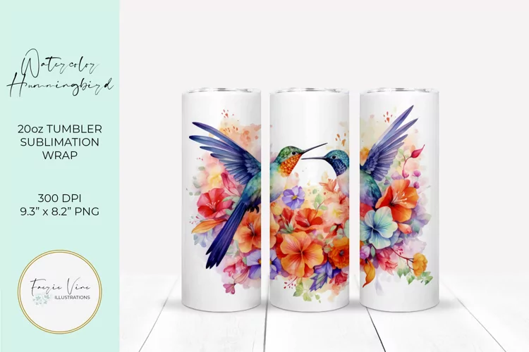 Hummingbird Seamless Tumbler Wrap Sublimation Design