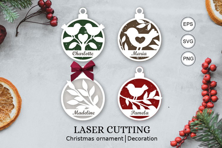 Bird christmas personalized ornaments SVG
