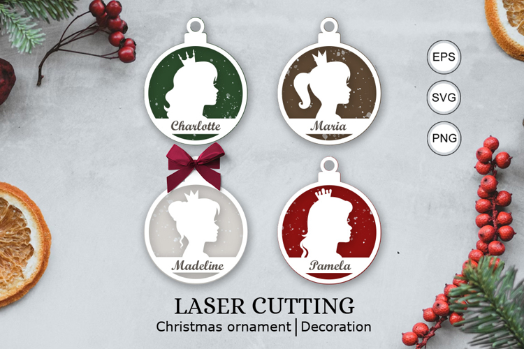 Princess christmas personalized ornaments SVG