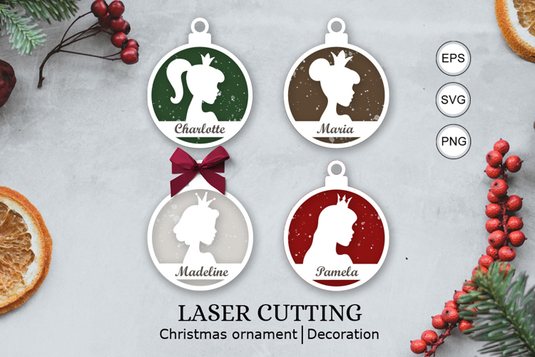 Princess christmas personalized ornaments SVG