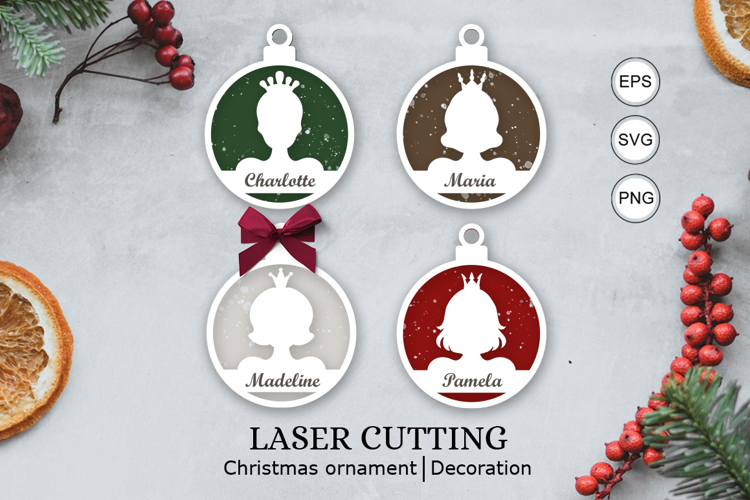 Princess christmas personalized ornaments SVG