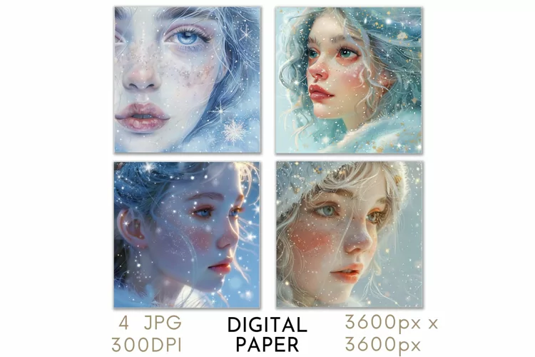 Fairy Christmas Card Paper Watercolor JPG