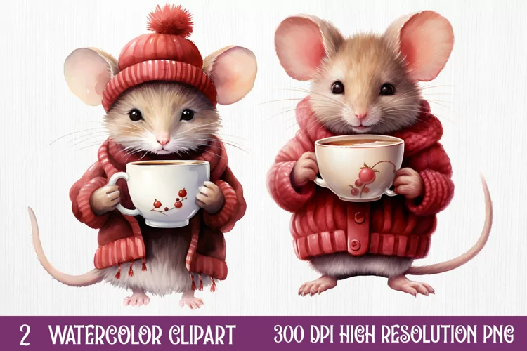 Christmas Animals Coffee Sublimation Clipart, Christmas PNG