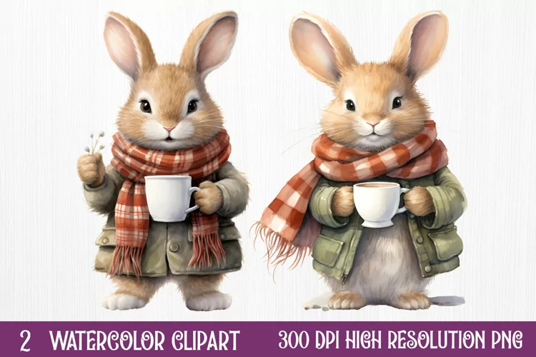 Christmas Animals Coffee Sublimation Clipart, Christmas PNG