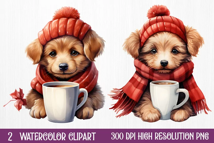 Christmas Animals Coffee Sublimation Clipart, Christmas PNG