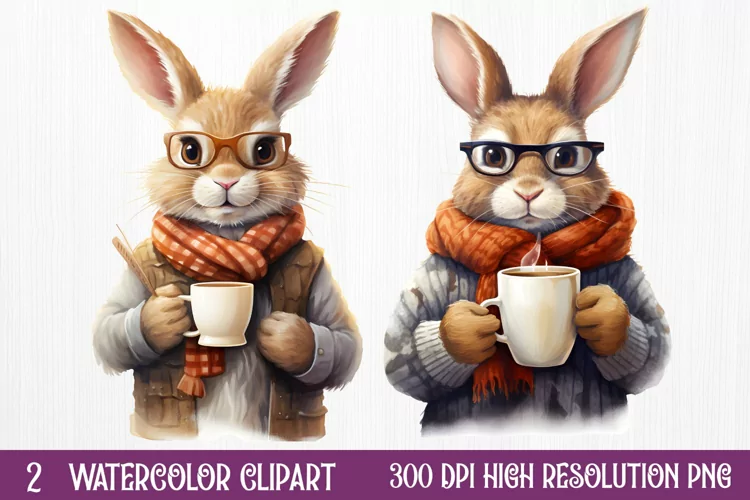 Christmas Animals Coffee Sublimation Clipart, Christmas PNG