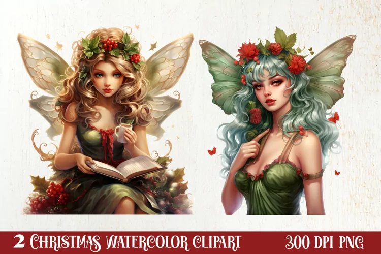 Fairy Christmas Sublimation Clipart, Fairy Christmas PNG