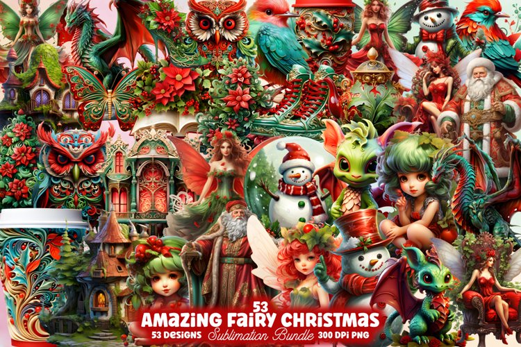 Amazing Fairy Christmas Clipart Bundle, Christmas PNG