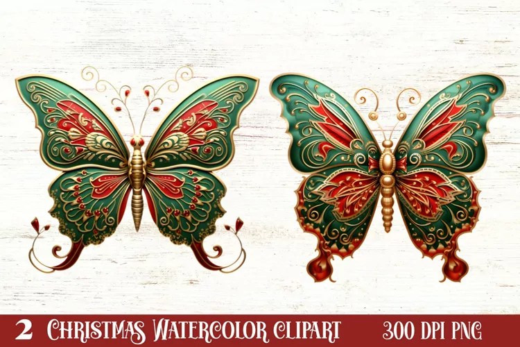 Fairy Christmas Butterfly Sublimation Clipart, Christmas PNG