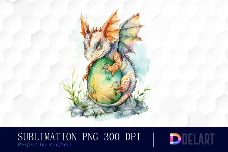 Fairy Dragon Egg Watercolor Clipart