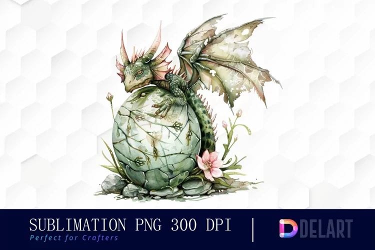 Fairy Dragon Egg Watercolor Clipart