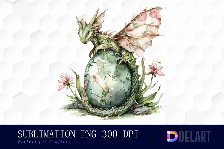 Fairy Dragon Egg Watercolor Clipart