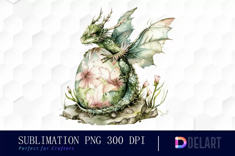 Fairy Dragon Egg Watercolor Clipart