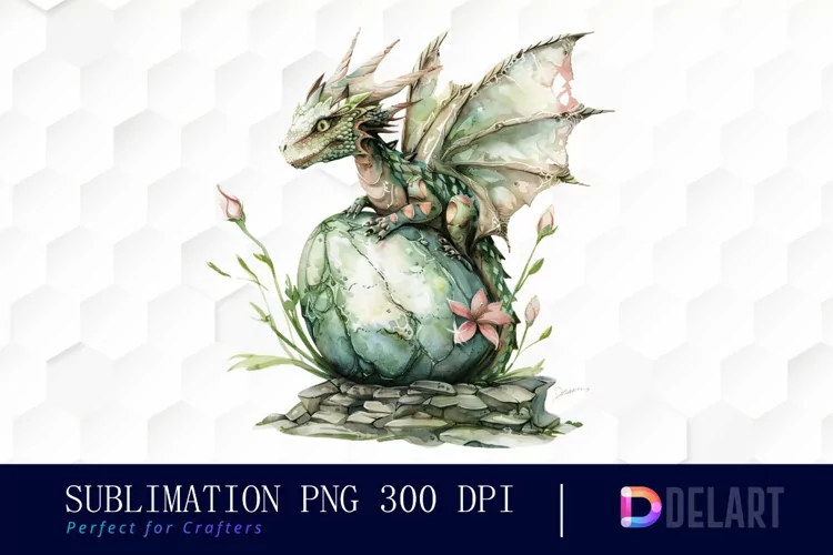 Fairy Dragon Egg Watercolor Clipart