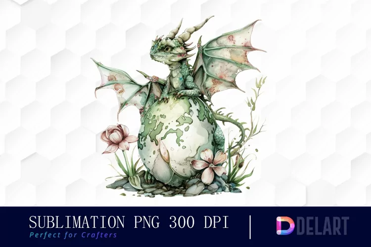 Fairy Dragon Egg Watercolor Clipart