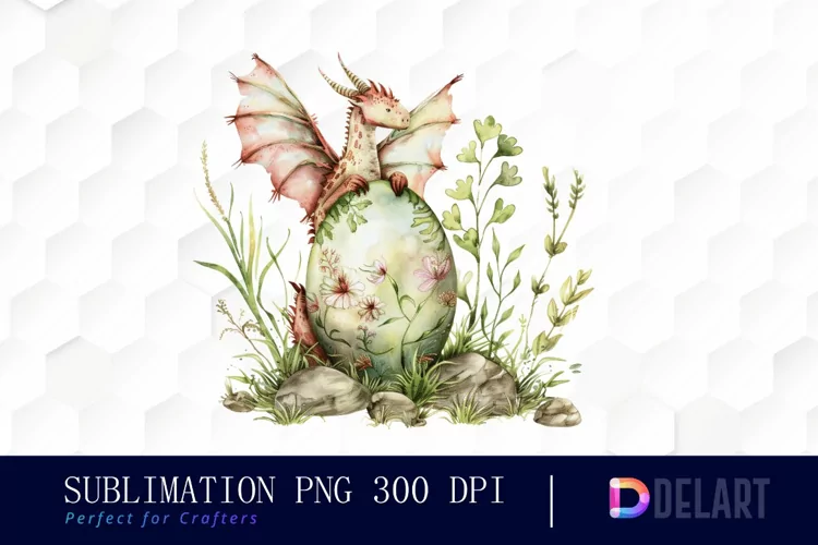 Fairy Dragon Egg Watercolor Clipart