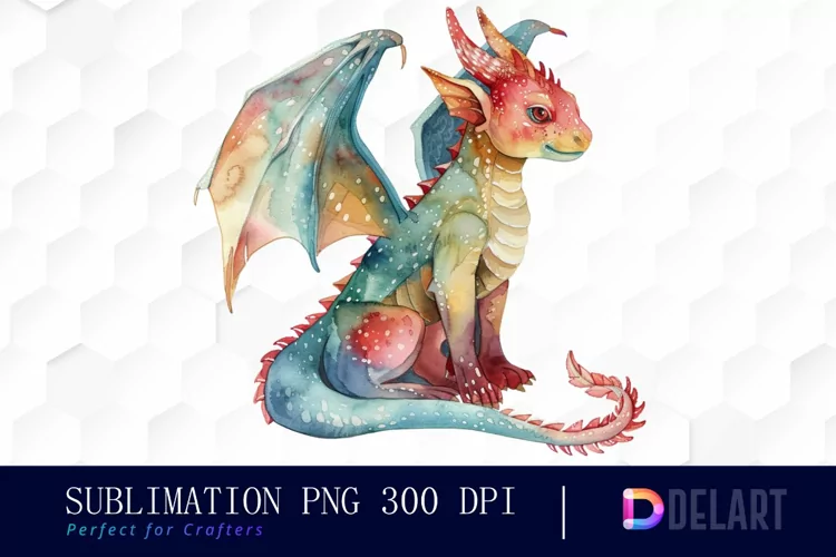 Fairy Dragon Watercolor Clipart