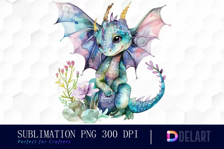 Fairy Dragon Watercolor Clipart