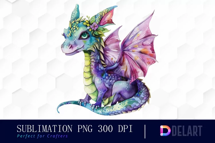 Fairy Dragon Watercolor Clipart