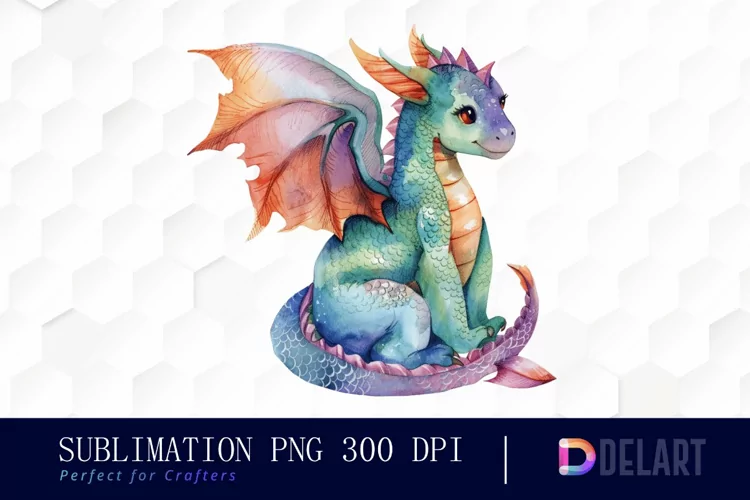Fairy Dragon Watercolor Clipart
