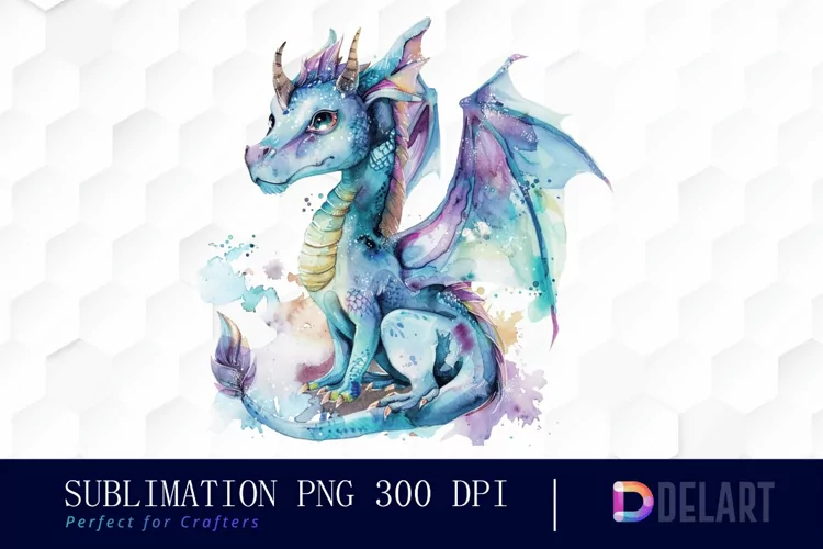 Fairy Dragon Watercolor Clipart