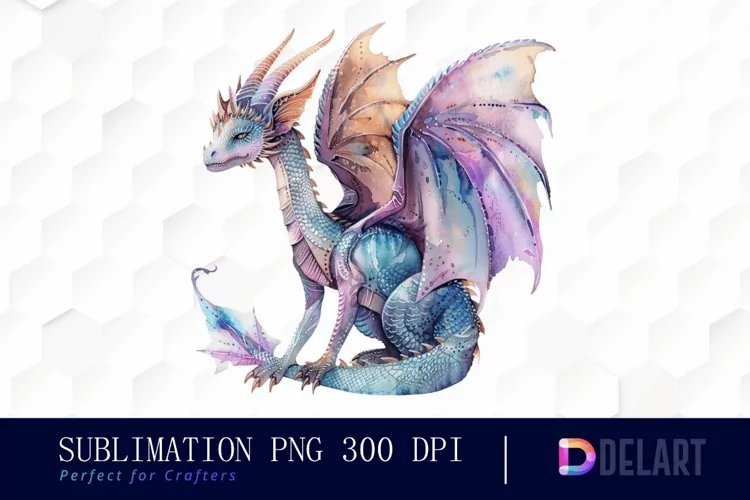Fairy Dragon Watercolor Clipart