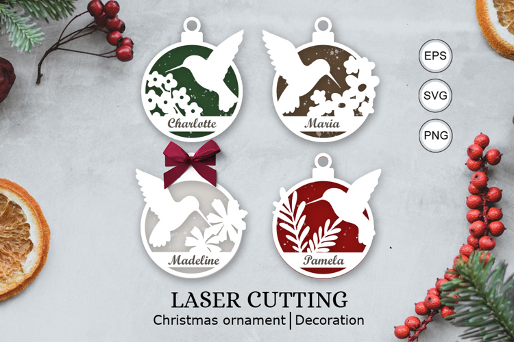 Hummingbird christmas personalized ornaments SVG