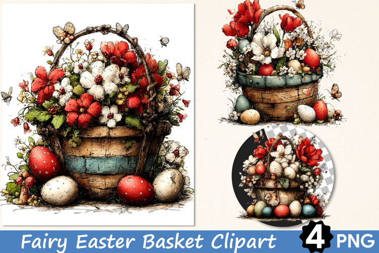 Fairy Easter Basket Clipart PNG